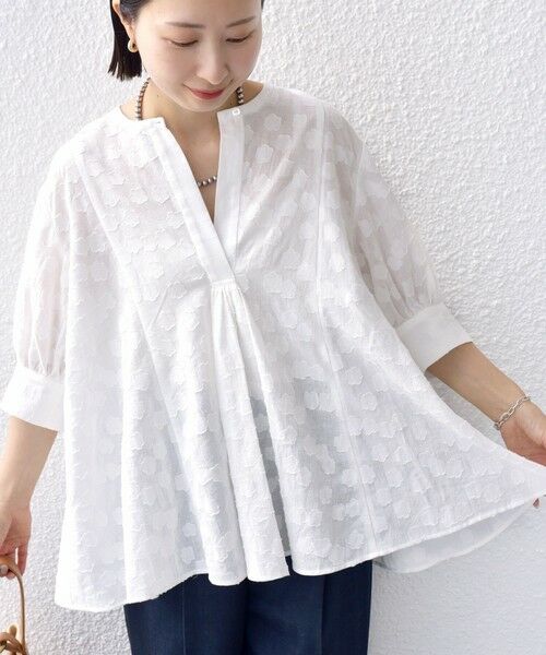 SHIPS / シップス シャツ・ブラウス | 【WEB限定】〈手洗い可能〉コットン ジャカード フレア ブラウス | 詳細5