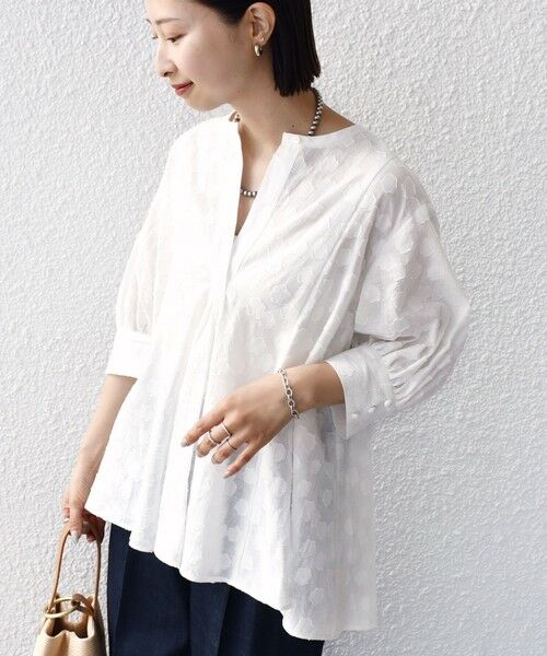 SHIPS / シップス シャツ・ブラウス | 【WEB限定】〈手洗い可能〉コットン ジャカード フレア ブラウス | 詳細6