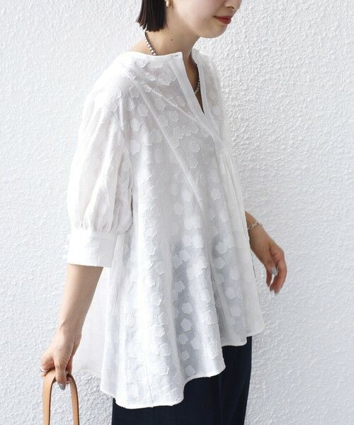 SHIPS / シップス シャツ・ブラウス | 【WEB限定】〈手洗い可能〉コットン ジャカード フレア ブラウス | 詳細9