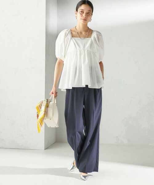 SHIPS / シップス シャツ・ブラウス | 〈手洗い可能〉ストレッチ タフタ ウエスト ギャザー ブラウス | 詳細1