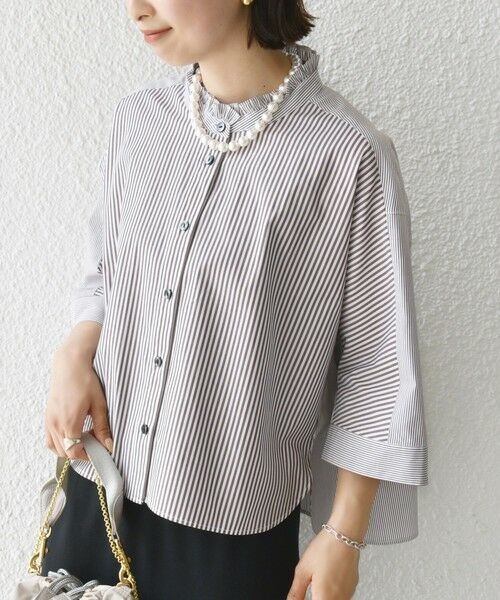 SHIPS / シップス シャツ・ブラウス | 【WEB限定】〈手洗い可能〉ブロード ストライプ / 無地 切替 パッチワーク シャツ | 詳細19