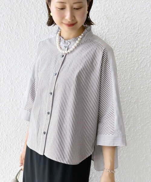 SHIPS / シップス シャツ・ブラウス | 【WEB限定】〈手洗い可能〉ブロード ストライプ / 無地 切替 パッチワーク シャツ | 詳細20