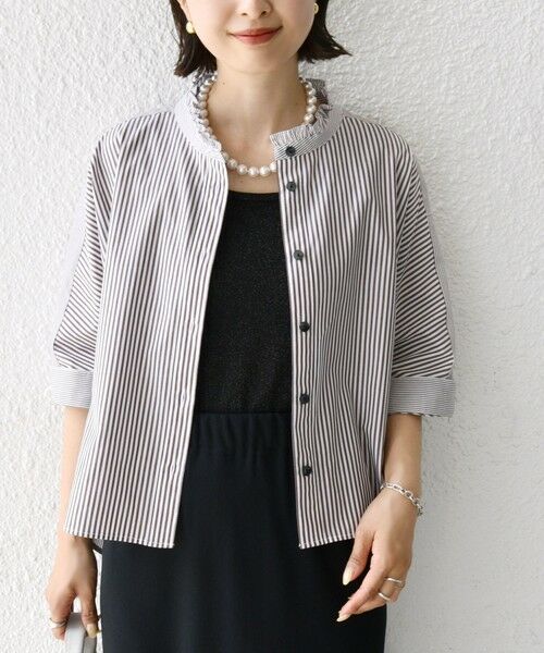 SHIPS / シップス シャツ・ブラウス | 【WEB限定】〈手洗い可能〉ブロード ストライプ / 無地 切替 パッチワーク シャツ | 詳細24