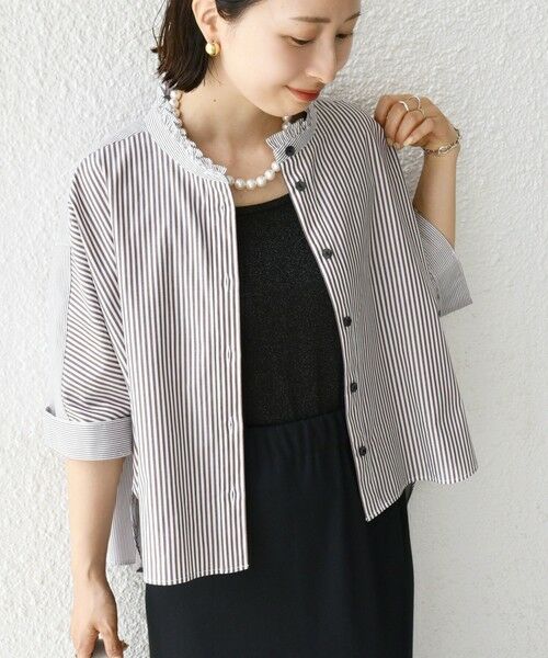 SHIPS / シップス シャツ・ブラウス | 【WEB限定】〈手洗い可能〉ブロード ストライプ / 無地 切替 パッチワーク シャツ | 詳細25