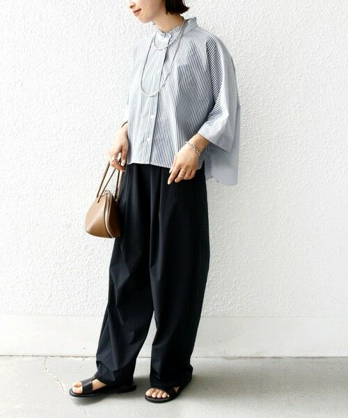 SHIPS / シップス シャツ・ブラウス | 【WEB限定】〈手洗い可能〉ブロード ストライプ / 無地 切替 パッチワーク シャツ | 詳細30