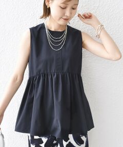 SHIPS / シップス シャツ・ブラウス | 〈接触冷感 / 撥水加工〉TEX BRID(R)タフタ ギャザー ノースリーブ ブラウス