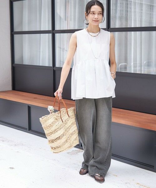 SHIPS / シップス シャツ・ブラウス | 〈接触冷感 / 撥水加工〉TEX BRID(R)タフタ ギャザー ノースリーブ ブラウス | 詳細1