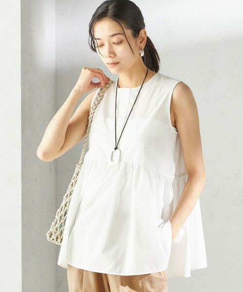 SHIPS / シップス シャツ・ブラウス | 〈接触冷感 / 撥水加工〉TEX BRID(R)タフタ ギャザー ノースリーブ ブラウス | 詳細10