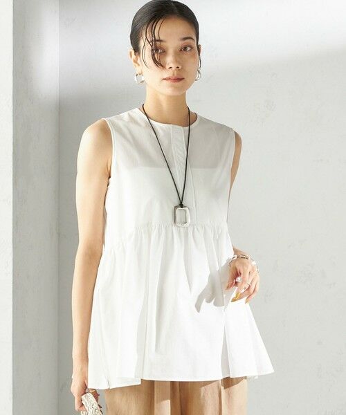 SHIPS / シップス シャツ・ブラウス | 〈接触冷感 / 撥水加工〉TEX BRID(R)タフタ ギャザー ノースリーブ ブラウス | 詳細11