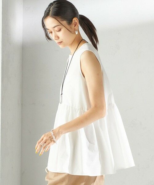 SHIPS / シップス シャツ・ブラウス | 〈接触冷感 / 撥水加工〉TEX BRID(R)タフタ ギャザー ノースリーブ ブラウス | 詳細12