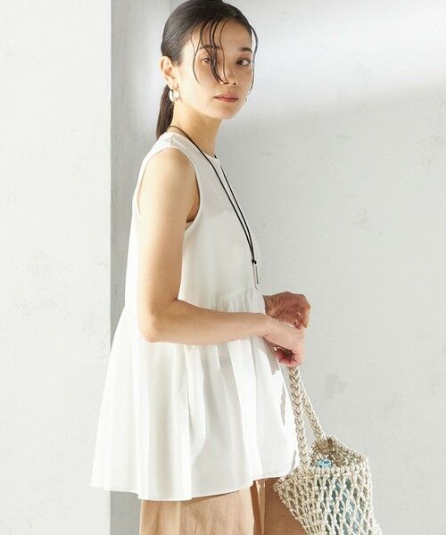 SHIPS / シップス シャツ・ブラウス | 〈接触冷感 / 撥水加工〉TEX BRID(R)タフタ ギャザー ノースリーブ ブラウス | 詳細14