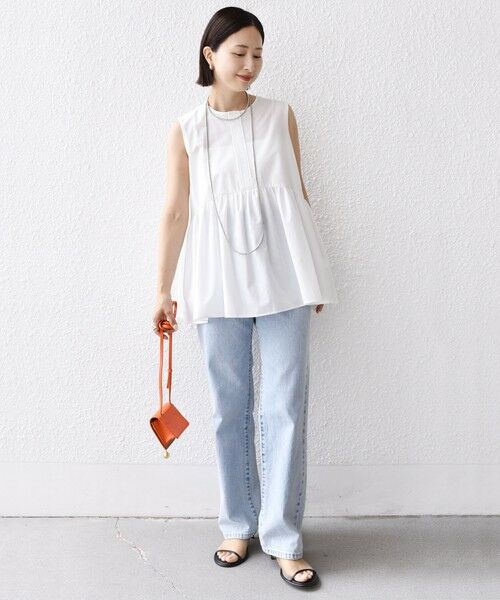 SHIPS / シップス シャツ・ブラウス | 〈接触冷感 / 撥水加工〉TEX BRID(R)タフタ ギャザー ノースリーブ ブラウス | 詳細15