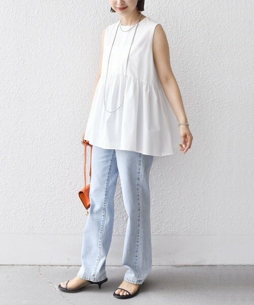 SHIPS / シップス シャツ・ブラウス | 〈接触冷感 / 撥水加工〉TEX BRID(R)タフタ ギャザー ノースリーブ ブラウス | 詳細16