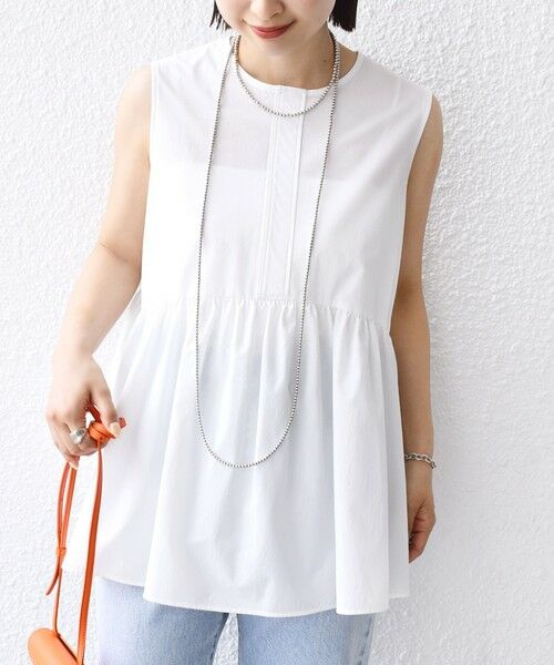 SHIPS / シップス シャツ・ブラウス | 〈接触冷感 / 撥水加工〉TEX BRID(R)タフタ ギャザー ノースリーブ ブラウス | 詳細19