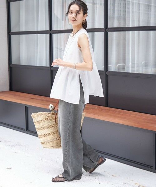 SHIPS / シップス シャツ・ブラウス | 〈接触冷感 / 撥水加工〉TEX BRID(R)タフタ ギャザー ノースリーブ ブラウス | 詳細2