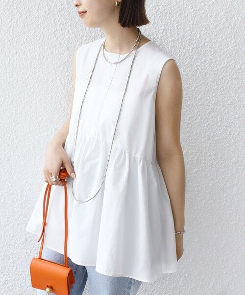 SHIPS / シップス シャツ・ブラウス | 〈接触冷感 / 撥水加工〉TEX BRID(R)タフタ ギャザー ノースリーブ ブラウス | 詳細20