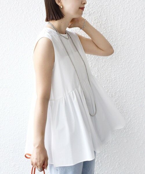 SHIPS / シップス シャツ・ブラウス | 〈接触冷感 / 撥水加工〉TEX BRID(R)タフタ ギャザー ノースリーブ ブラウス | 詳細23