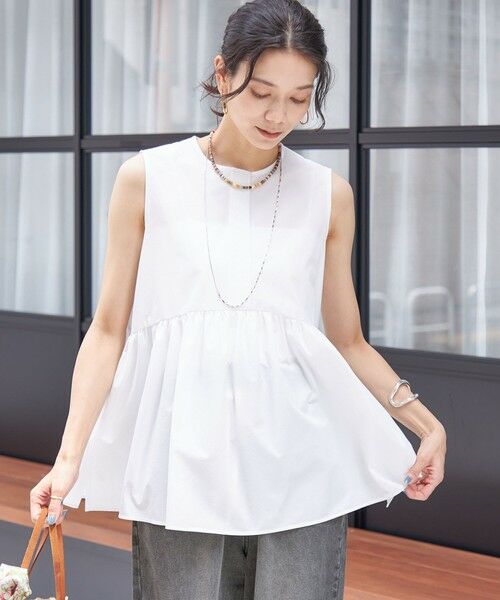 SHIPS / シップス シャツ・ブラウス | 〈接触冷感 / 撥水加工〉TEX BRID(R)タフタ ギャザー ノースリーブ ブラウス | 詳細3