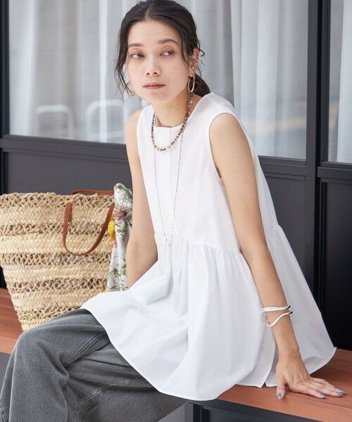 SHIPS / シップス シャツ・ブラウス | 〈接触冷感 / 撥水加工〉TEX BRID(R)タフタ ギャザー ノースリーブ ブラウス | 詳細4