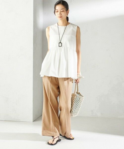 SHIPS / シップス シャツ・ブラウス | 〈接触冷感 / 撥水加工〉TEX BRID(R)タフタ ギャザー ノースリーブ ブラウス | 詳細6