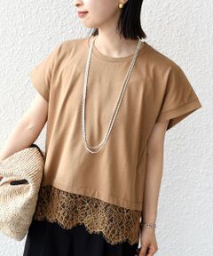 SHIPS / シップス Tシャツ | 【WEB限定】〈手洗い可能〉裾 レース コンビ プルオーバー