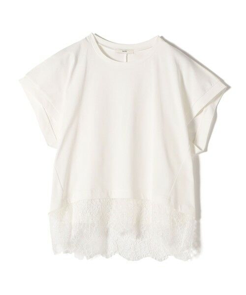 tシャツ 「WEB限定」「手洗い可能」裾 レース コンビ プルオーバー レディース セール】 【WEB限定】〈手洗い可能〉裾 レース コンビ プル