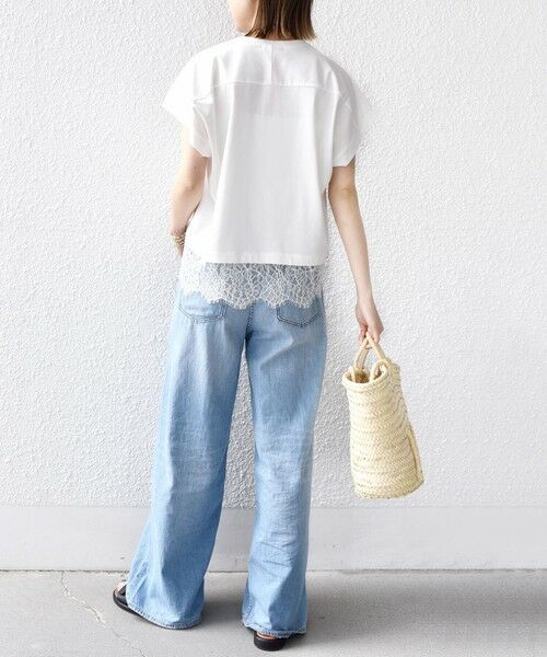 SHIPS for women / シップスウィメン Tシャツ | 【WEB限定】〈手洗い可能〉裾 レース コンビ プルオーバー | 詳細3