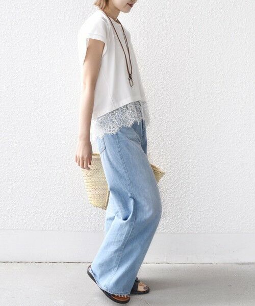 SHIPS for women / シップスウィメン Tシャツ | 【WEB限定】〈手洗い可能〉裾 レース コンビ プルオーバー | 詳細4