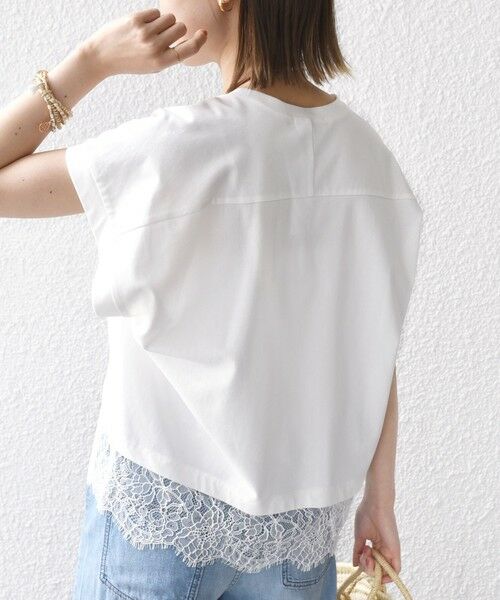 SHIPS for women / シップスウィメン Tシャツ | 【WEB限定】〈手洗い可能〉裾 レース コンビ プルオーバー | 詳細8