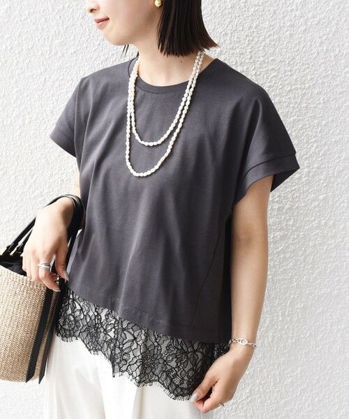 SHIPS for women / シップスウィメン Tシャツ | 【WEB限定】〈手洗い可能〉裾 レース コンビ プルオーバー | 詳細13