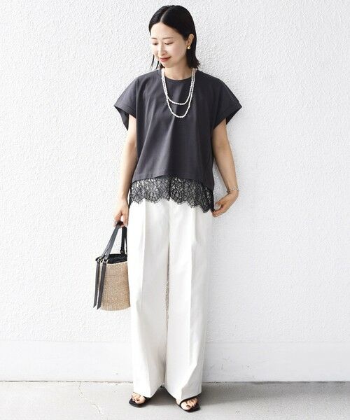 SHIPS for women / シップスウィメン Tシャツ | 【WEB限定】〈手洗い可能〉裾 レース コンビ プルオーバー | 詳細17