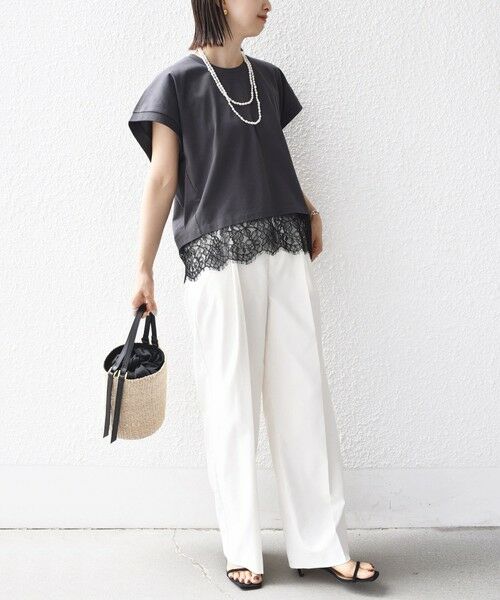 SHIPS for women / シップスウィメン Tシャツ | 【WEB限定】〈手洗い可能〉裾 レース コンビ プルオーバー | 詳細21