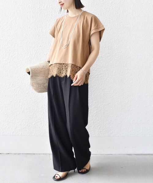 SHIPS for women / シップスウィメン Tシャツ | 【WEB限定】〈手洗い可能〉裾 レース コンビ プルオーバー | 詳細25