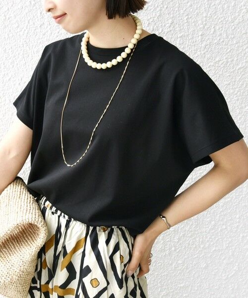 SHIPS / シップス Tシャツ | 〈接触冷感〉ポンチ ドルマン TEE(ブラック)