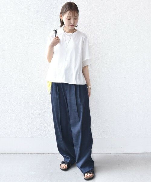 SHIPS / シップス カットソー | 〈接触冷感 / UVカット〉シアー オーガンジー コンビ プルオーバー | 詳細1