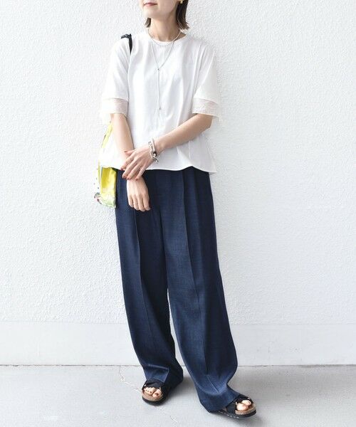 SHIPS / シップス カットソー | 〈接触冷感 / UVカット〉シアー オーガンジー コンビ プルオーバー | 詳細2