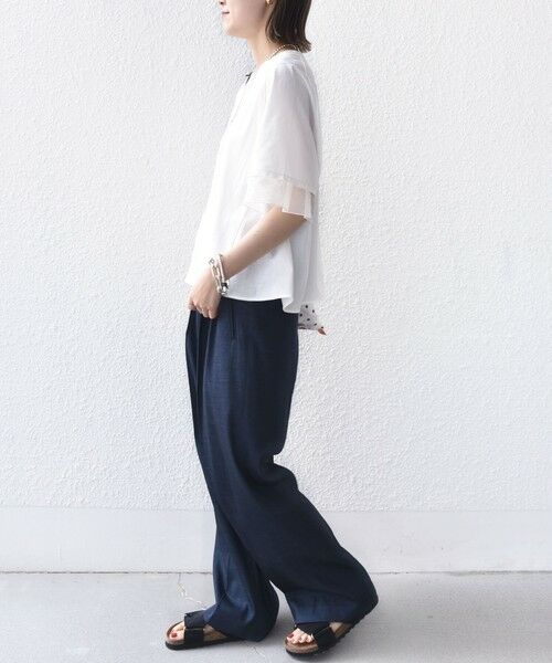 SHIPS / シップス カットソー | 〈接触冷感 / UVカット〉シアー オーガンジー コンビ プルオーバー | 詳細3