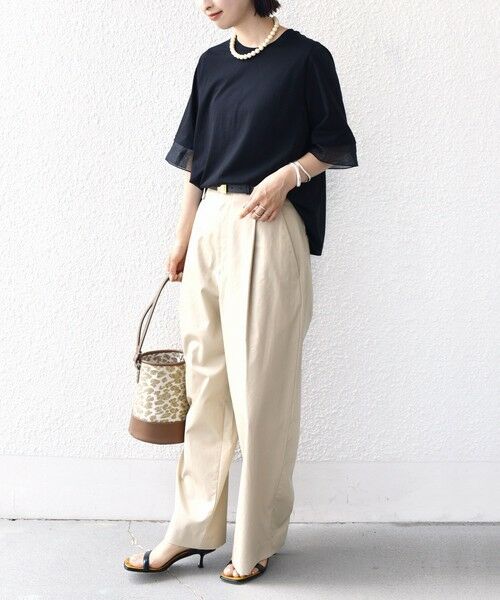 SHIPS / シップス カットソー | 〈接触冷感 / UVカット〉シアー オーガンジー コンビ プルオーバー | 詳細13