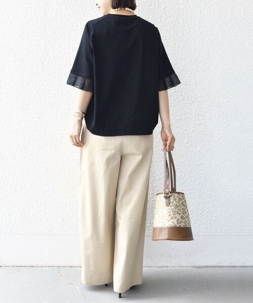 SHIPS / シップス カットソー | 〈接触冷感 / UVカット〉シアー オーガンジー コンビ プルオーバー | 詳細14