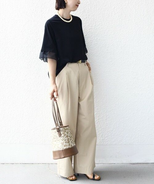 SHIPS / シップス カットソー | 〈接触冷感 / UVカット〉シアー オーガンジー コンビ プルオーバー | 詳細15