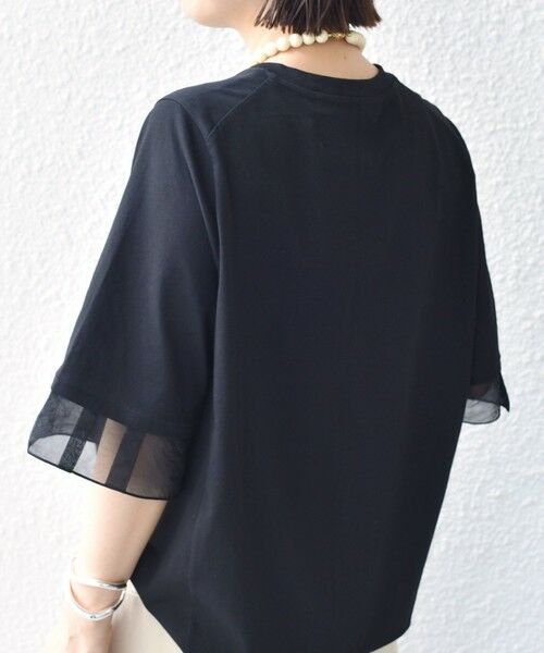 SHIPS / シップス カットソー | 〈接触冷感 / UVカット〉シアー オーガンジー コンビ プルオーバー | 詳細19