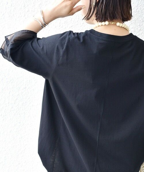 SHIPS / シップス カットソー | 〈接触冷感 / UVカット〉シアー オーガンジー コンビ プルオーバー | 詳細20