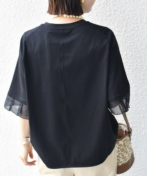 SHIPS / シップス カットソー | 〈接触冷感 / UVカット〉シアー オーガンジー コンビ プルオーバー | 詳細21