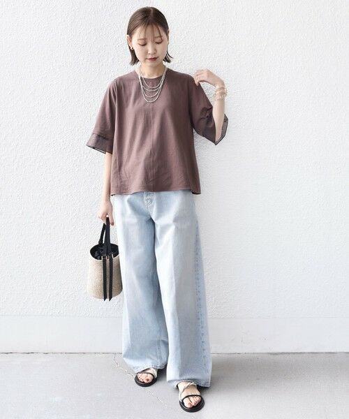 SHIPS / シップス カットソー | 〈接触冷感 / UVカット〉シアー オーガンジー コンビ プルオーバー | 詳細29