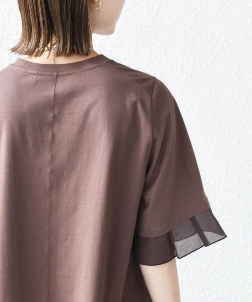 SHIPS for women/シップスウィメン 〈接触冷感 / UVカット〉シアー オーガンジー コンビ プルオーバー ブラウン ONE SIZE