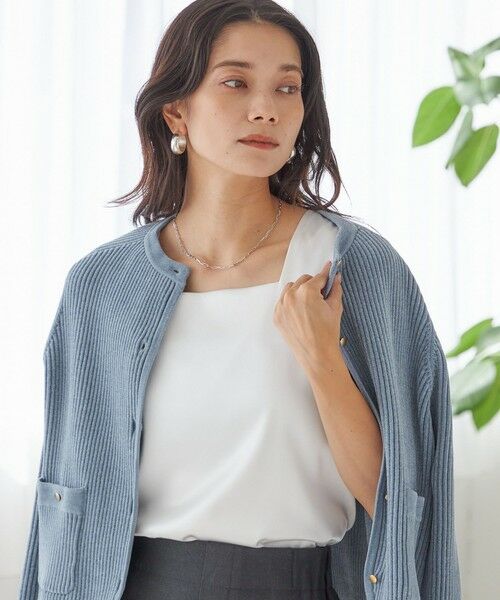 SHIPS / シップス タンクトップ | 2WAY サテン × カットソー スクエア タンクトップ | 詳細1