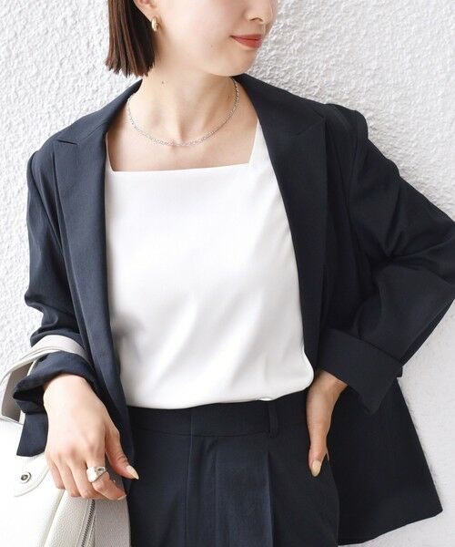 SHIPS / シップス タンクトップ | 2WAY サテン × カットソー スクエア タンクトップ | 詳細7