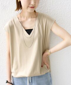 SHIPS / シップス タンクトップ | 〈手洗い可能〉スムース Vネック フレンチ スリーブ