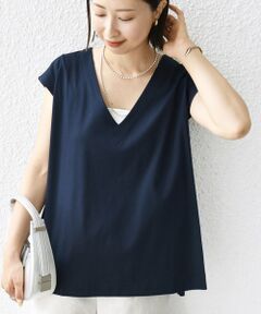 SHIPS / シップス タンクトップ | 〈手洗い可能〉スムース Vネック フレンチ スリーブ
