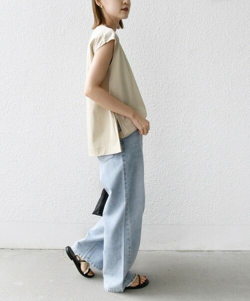 SHIPS / シップス タンクトップ | 〈手洗い可能〉スムース Vネック フレンチ スリーブ | 詳細3